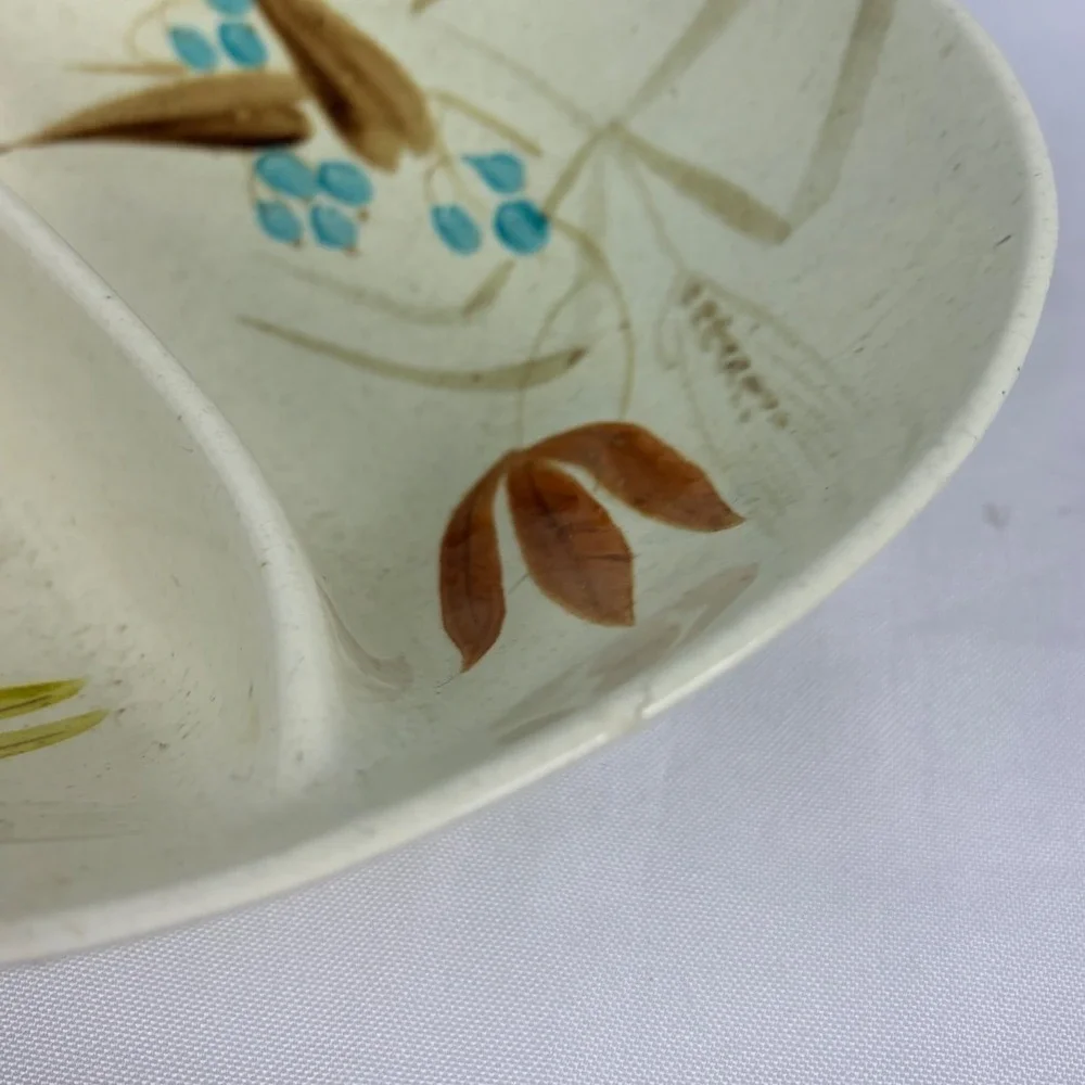 Red Wing Pottery Random Harvest‎ Divided Vegetable Bowl 237 Hand Painted MCM